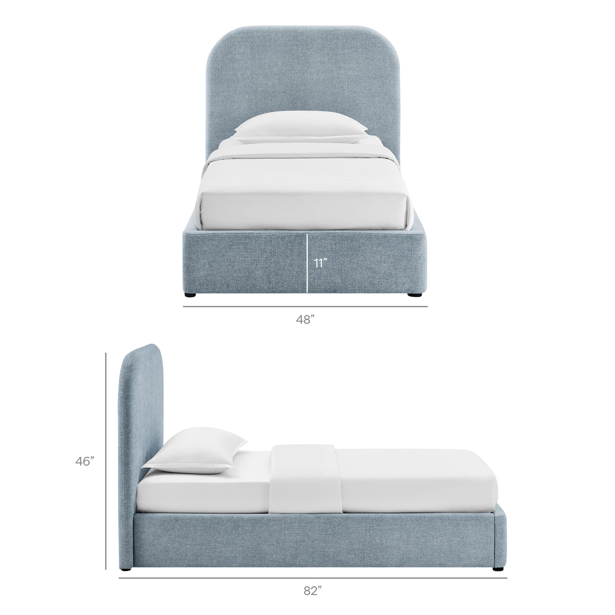 Keynote Twin Fabric Upholstered Storage Platform Bed Frame - Sky