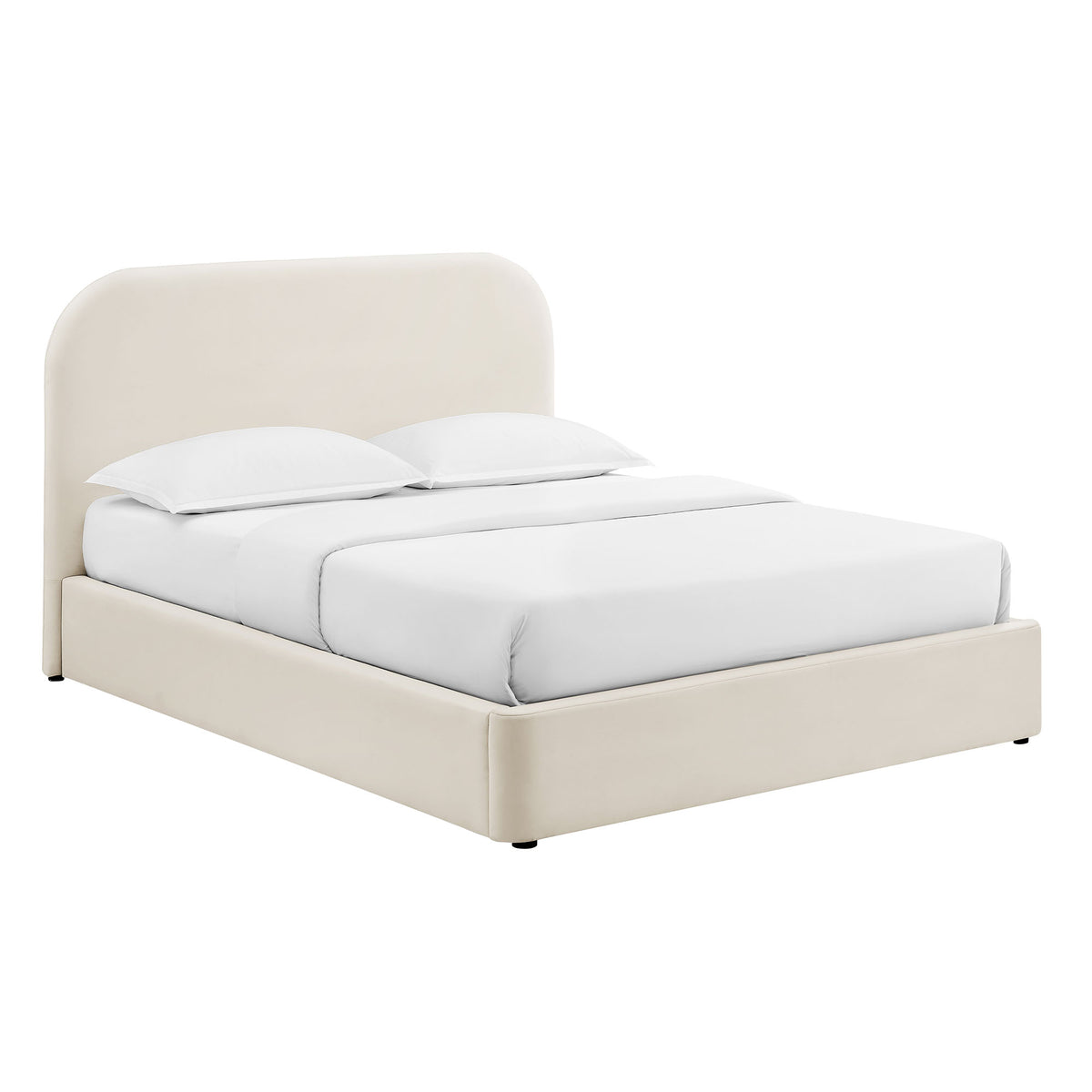 Keynote Full Performance Velvet Storage Platform Bed Frame - Alabaster