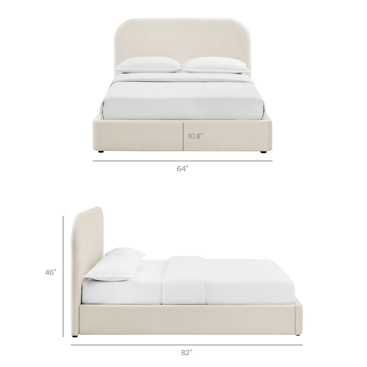 Keynote Full Performance Velvet Storage Platform Bed Frame - Alabaster