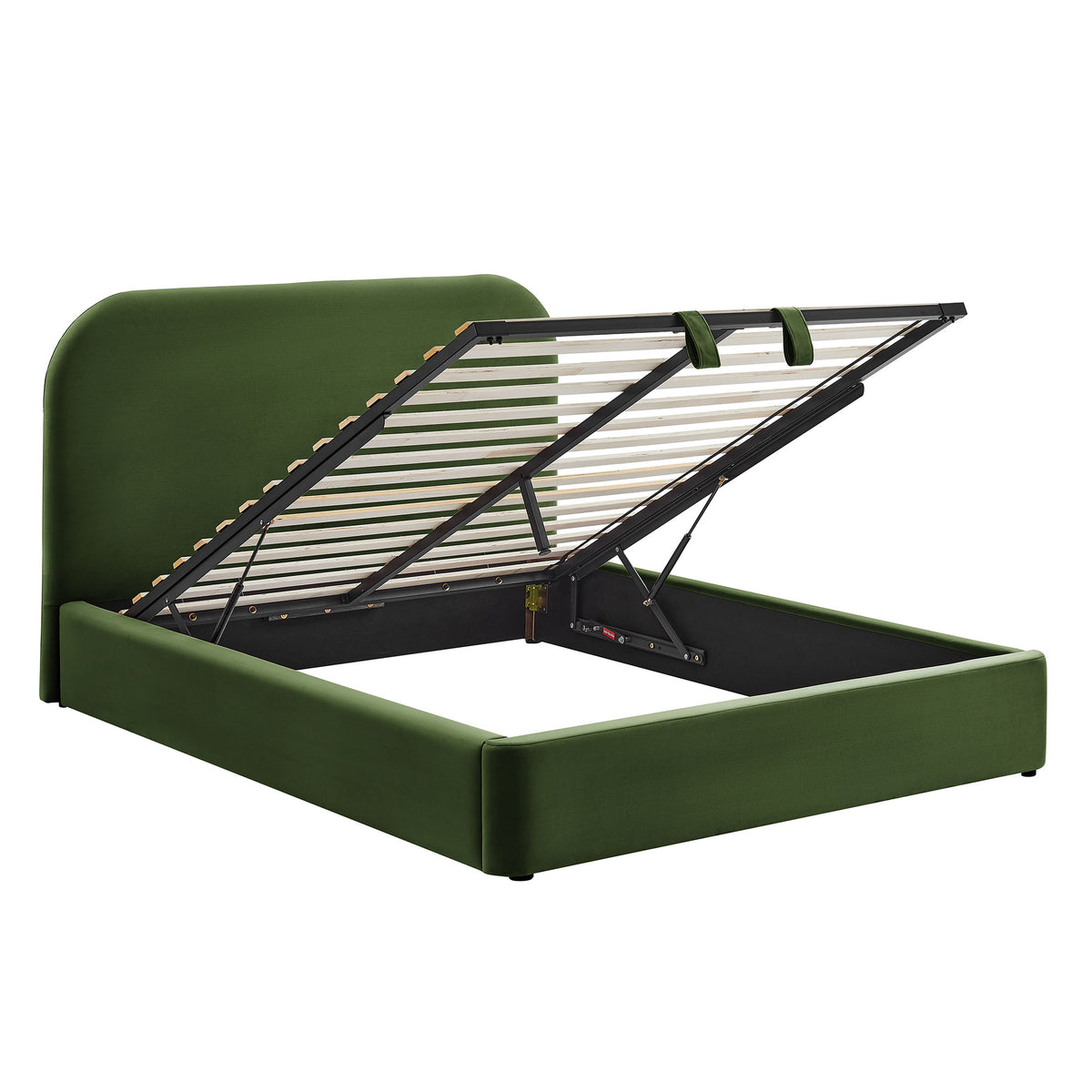 Keynote Full Performance Velvet Storage Platform Bed Frame - Moss Green