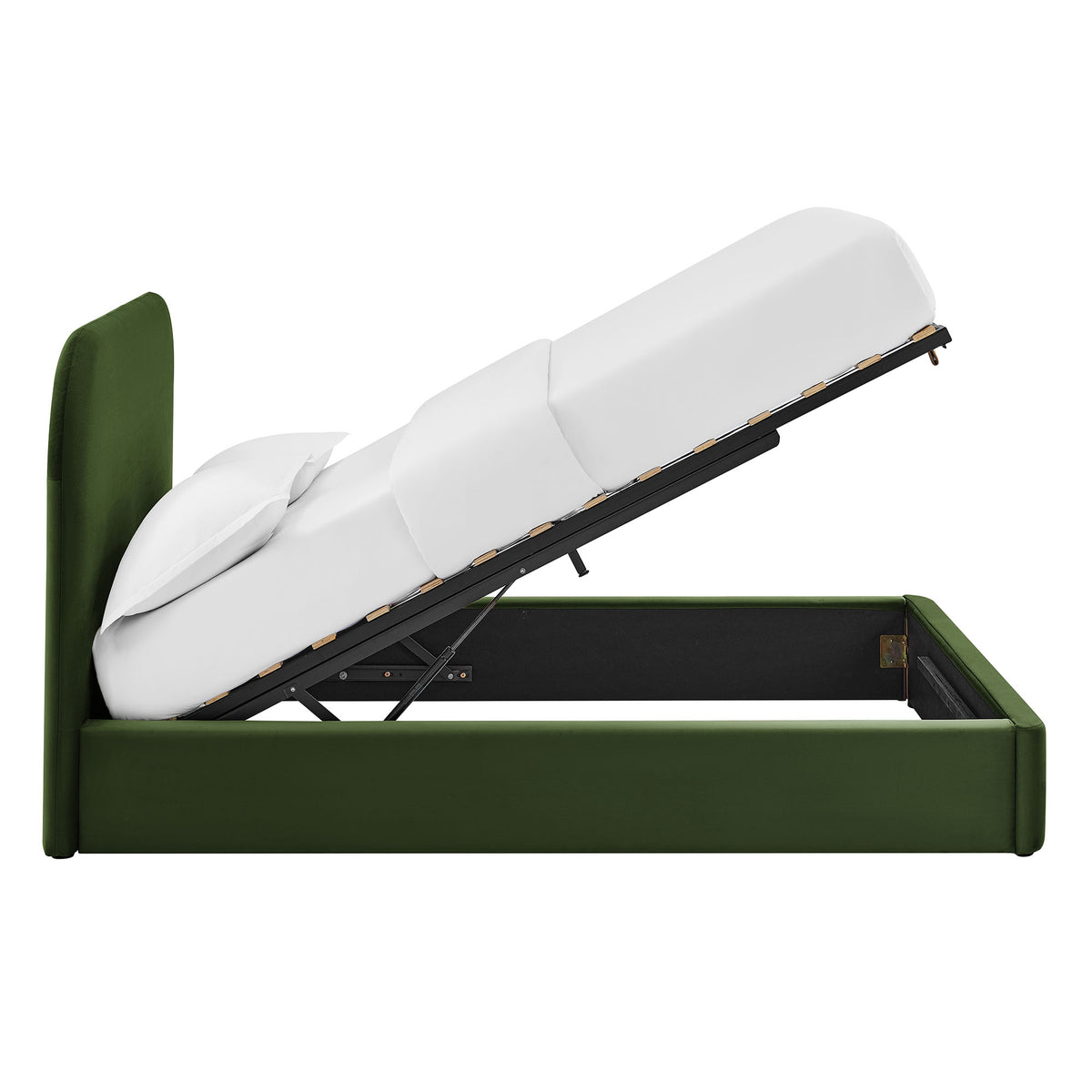 Keynote Full Performance Velvet Storage Platform Bed Frame - Moss Green