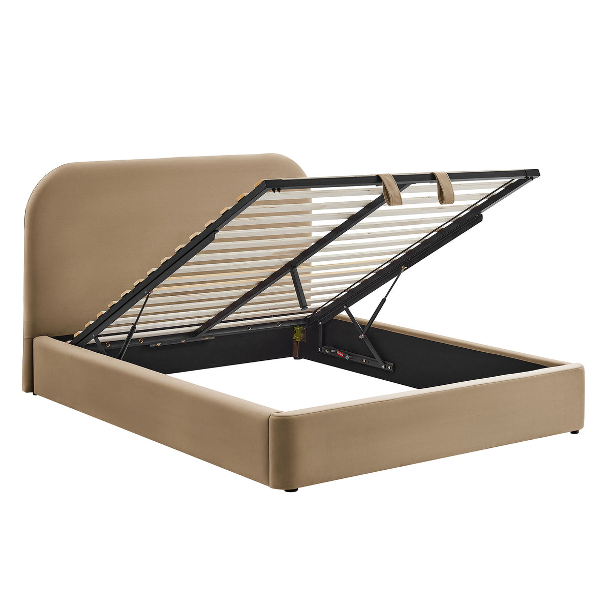 Keynote Full Performance Velvet Storage Platform Bed Frame - Taupe