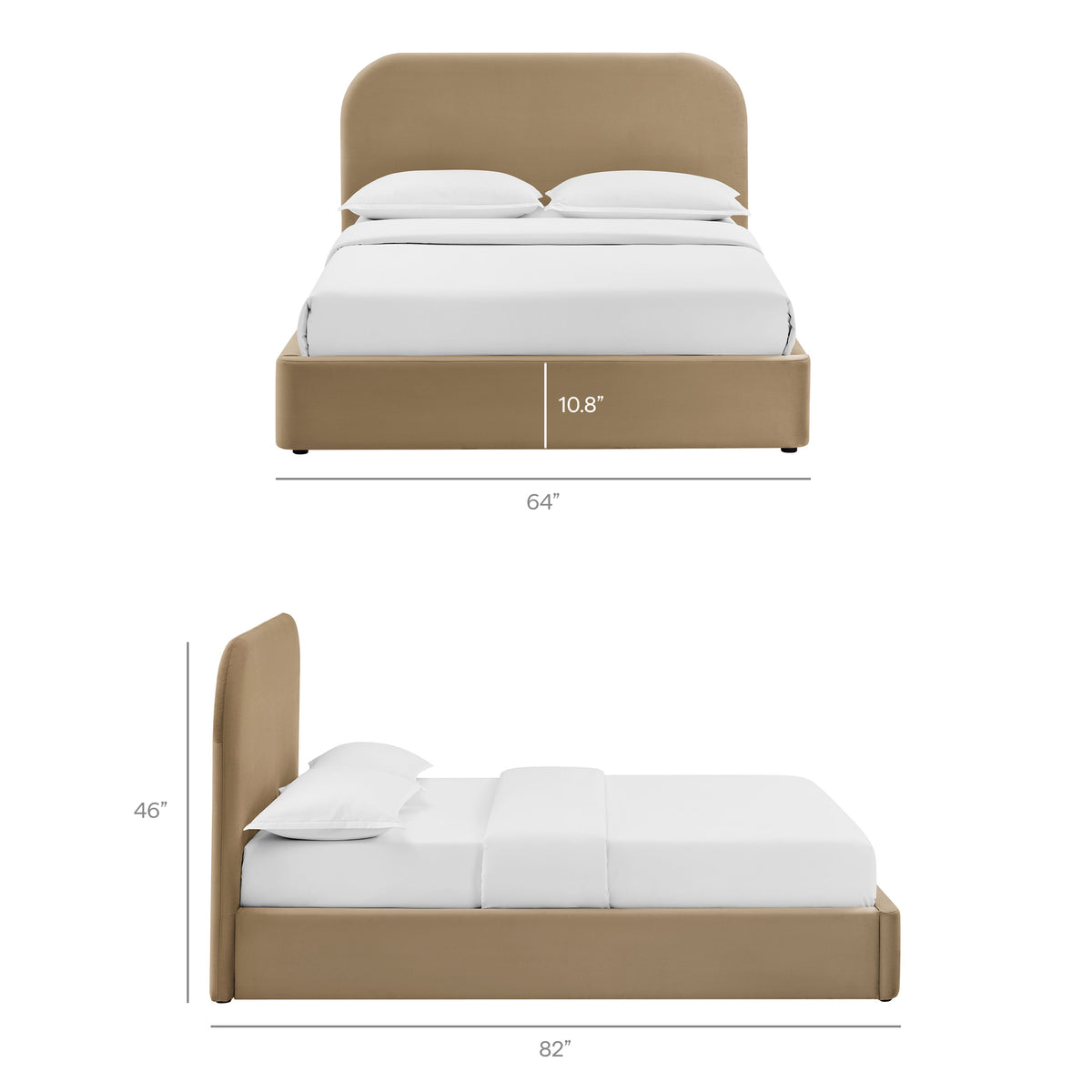 Keynote Full Performance Velvet Storage Platform Bed Frame - Taupe