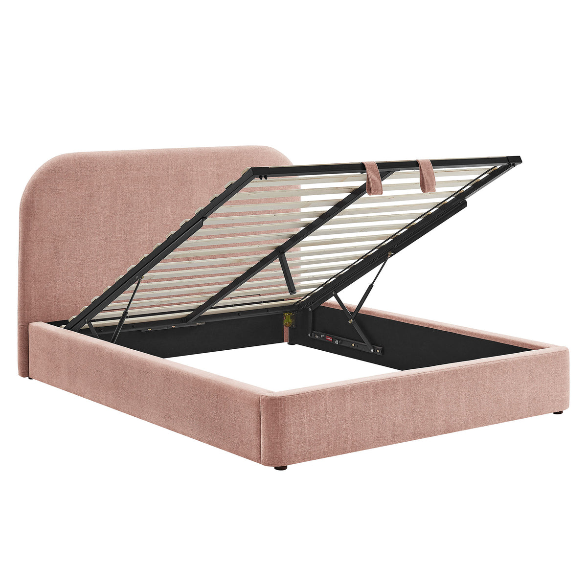 Keynote Full Fabric Upholstered Storage Platform Bed Frame - Blush