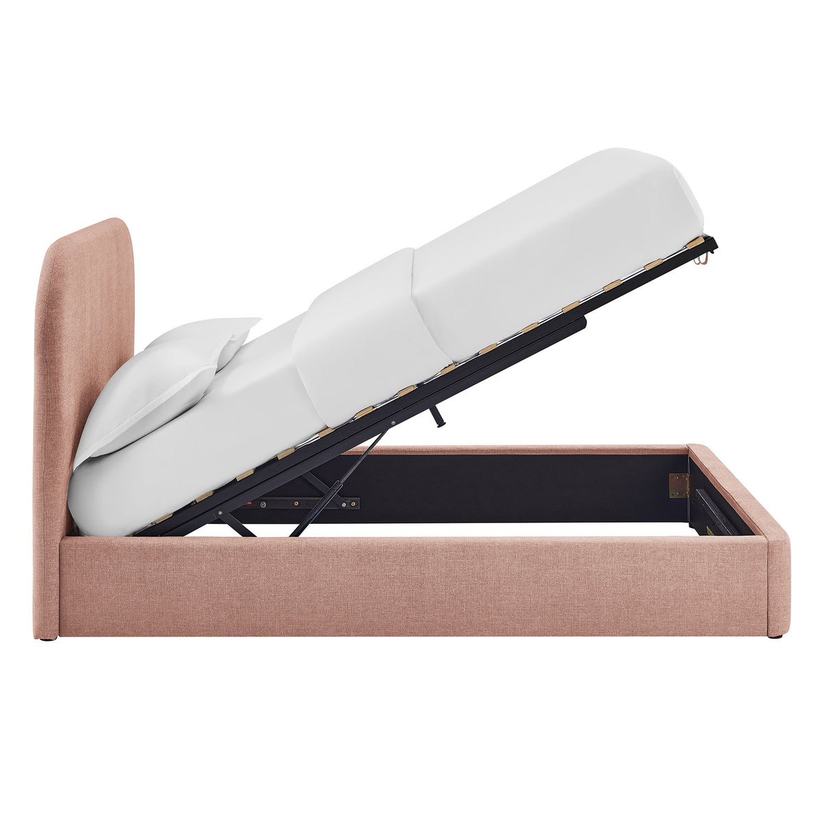 Keynote Full Fabric Upholstered Storage Platform Bed Frame - Blush