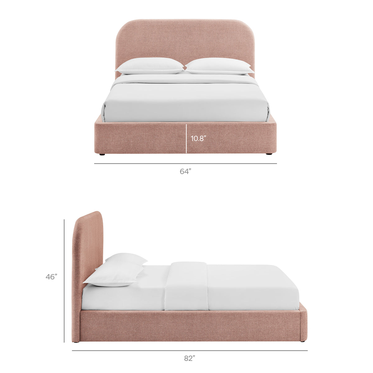 Keynote Full Fabric Upholstered Storage Platform Bed Frame - Blush