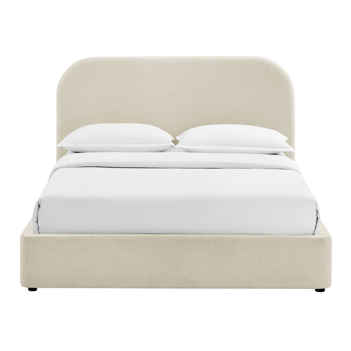 Keynote Full Fabric Upholstered Storage Platform Bed Frame - Ecru