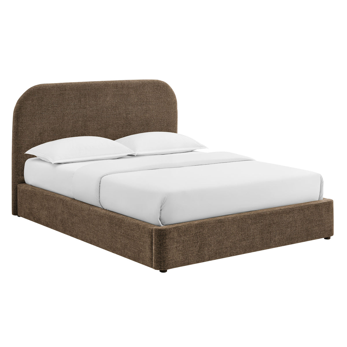 Keynote Full Fabric Upholstered Storage Platform Bed Frame - Mocha