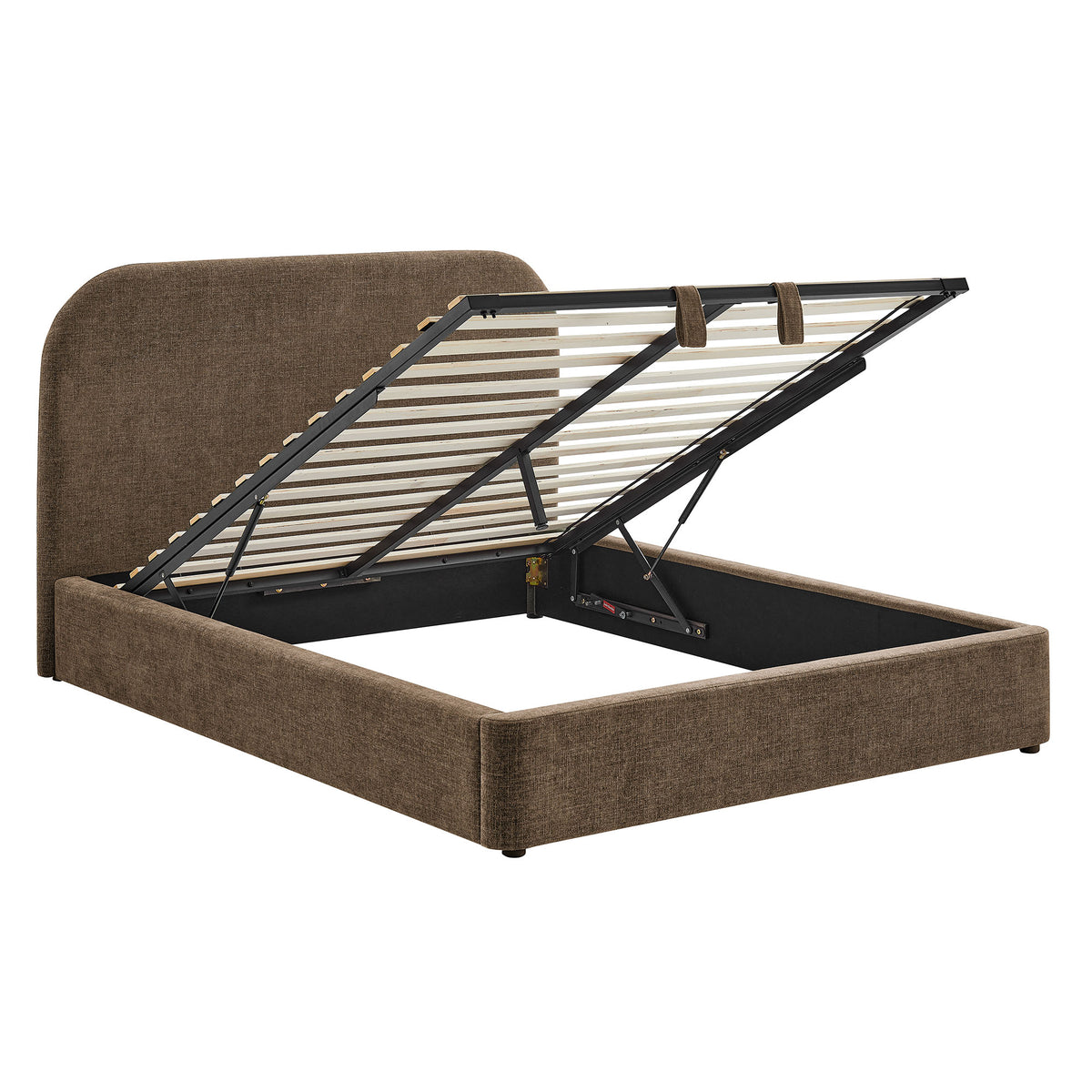 Keynote Full Fabric Upholstered Storage Platform Bed Frame - Mocha
