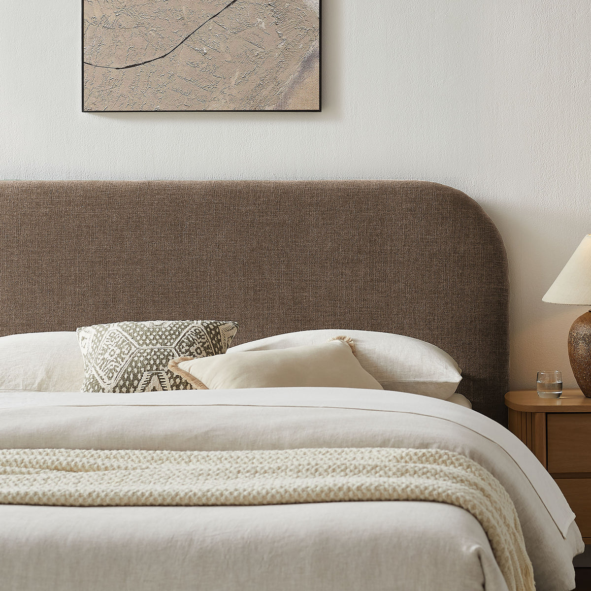Keynote Full Fabric Upholstered Storage Platform Bed Frame - Mocha