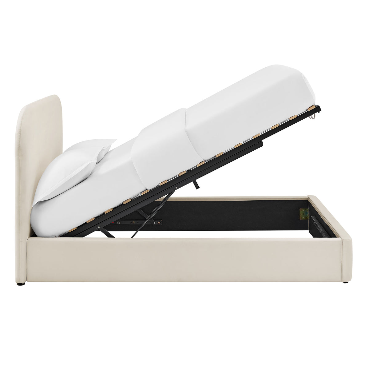 Keynote Queen Performance Velvet Storage Platform Bed Frame - Alabaster