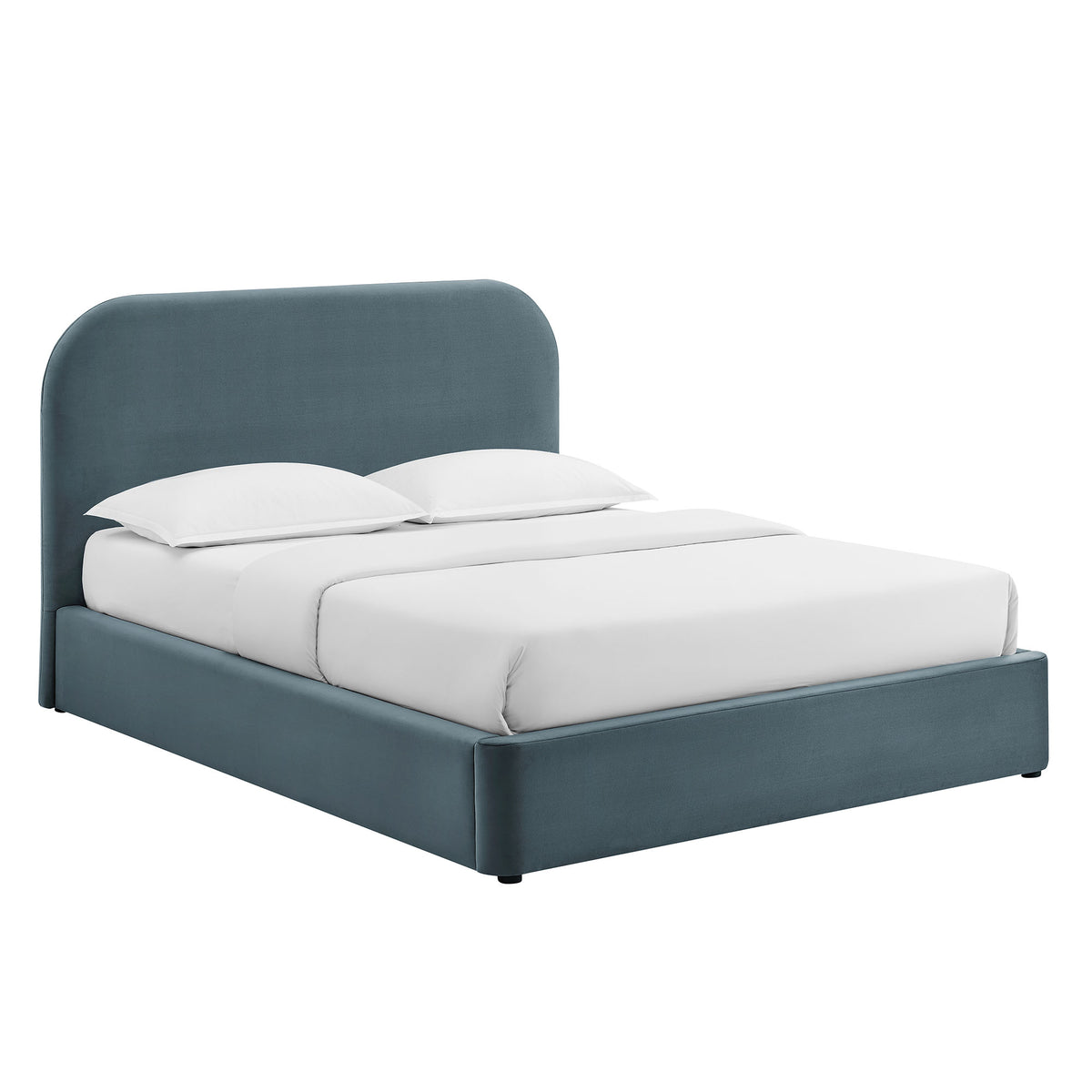 Keynote Queen Performance Velvet Storage Platform Bed Frame - Cadet Blue