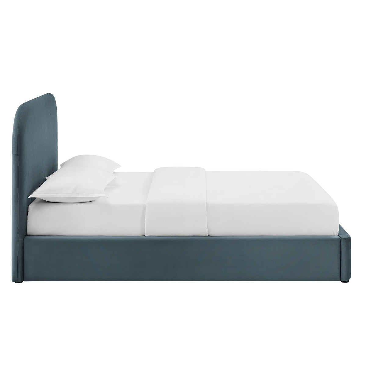 Keynote Queen Performance Velvet Storage Platform Bed Frame - Cadet Blue