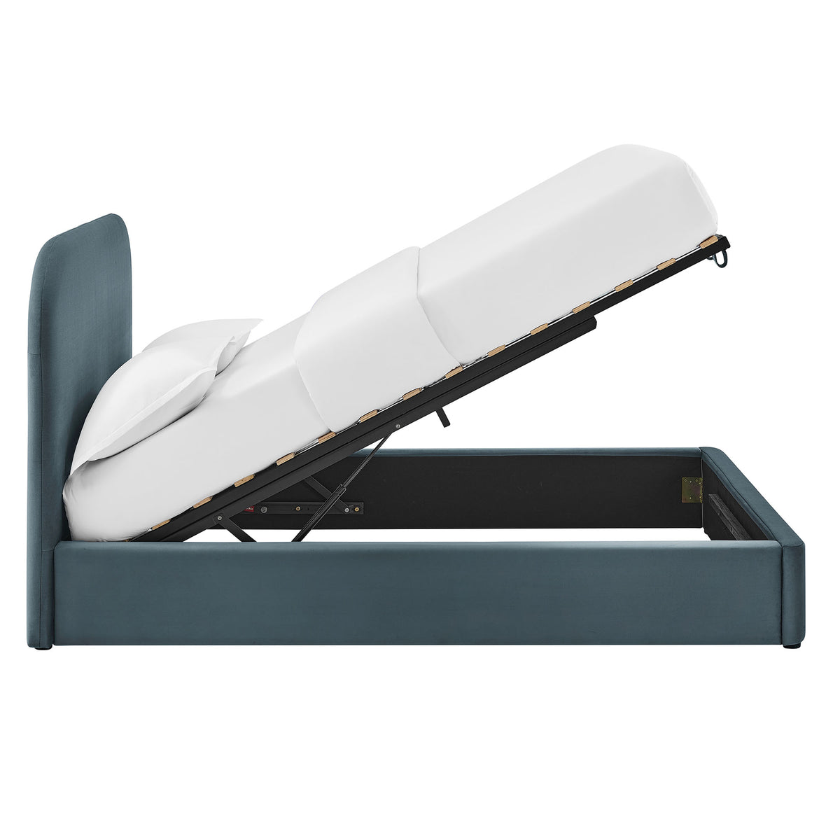 Keynote Queen Performance Velvet Storage Platform Bed Frame - Cadet Blue