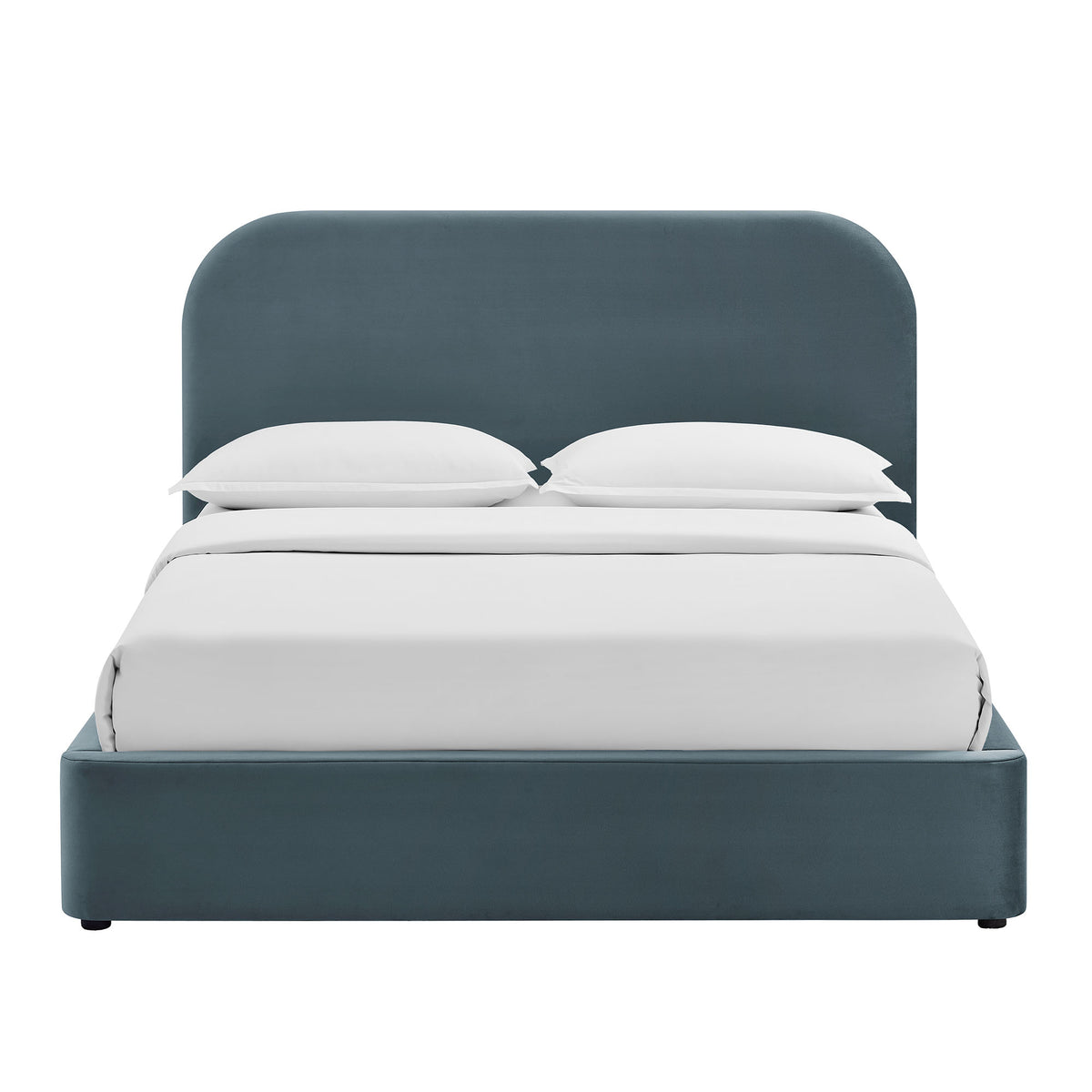 Keynote Queen Performance Velvet Storage Platform Bed Frame - Cadet Blue