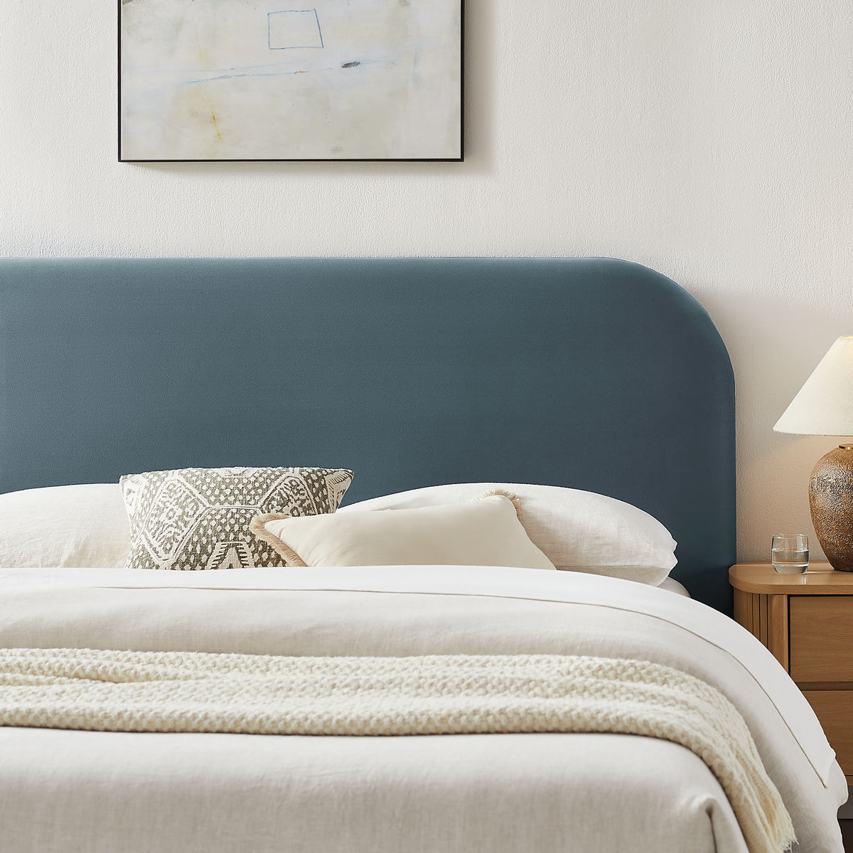Keynote Queen Performance Velvet Storage Platform Bed Frame - Cadet Blue