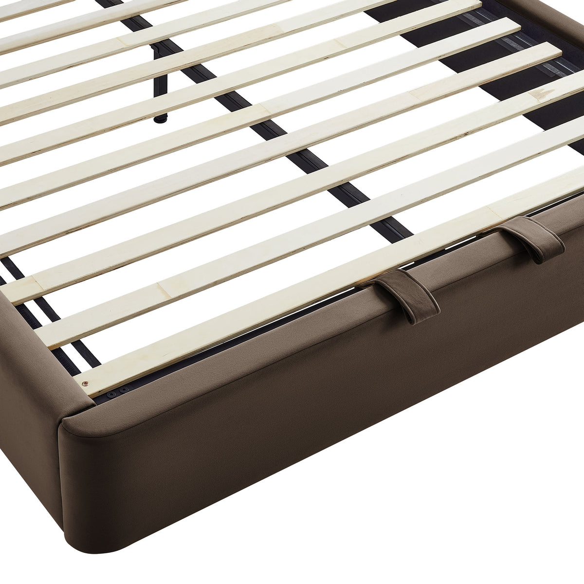 Keynote Queen Performance Velvet Storage Platform Bed Frame - Chocolate Brown