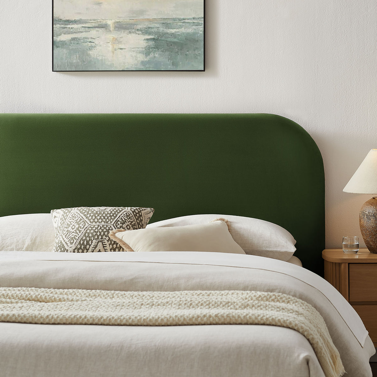 Keynote Queen Performance Velvet Storage Platform Bed Frame - Moss Green