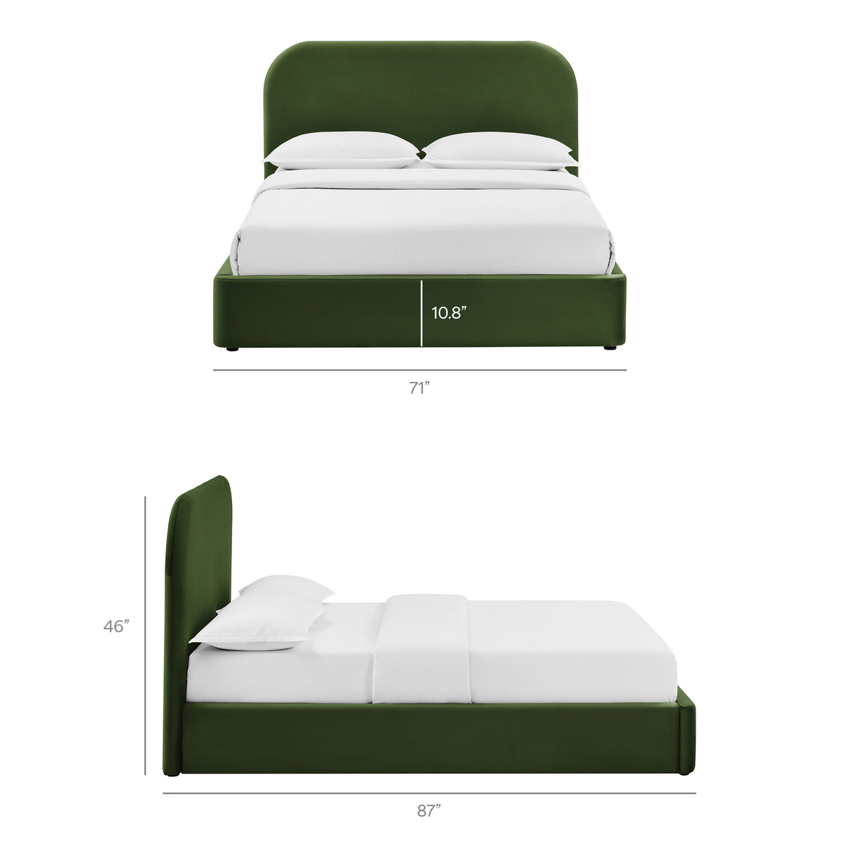 Keynote Queen Performance Velvet Storage Platform Bed Frame - Moss Green