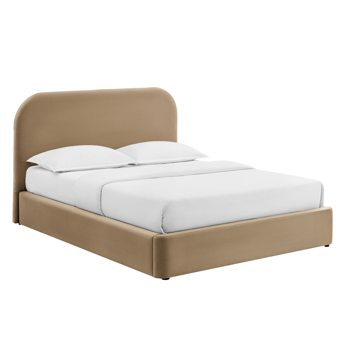 Keynote Queen Performance Velvet Storage Platform Bed Frame - Taupe