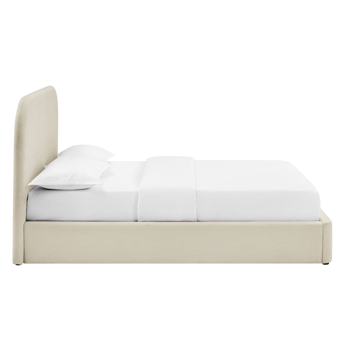 Keynote Queen Fabric Upholstered Storage Platform Bed Frame - Ecru