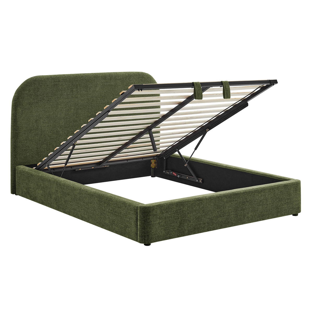 Keynote Queen Fabric Upholstered Storage Platform Bed Frame - Foliage
