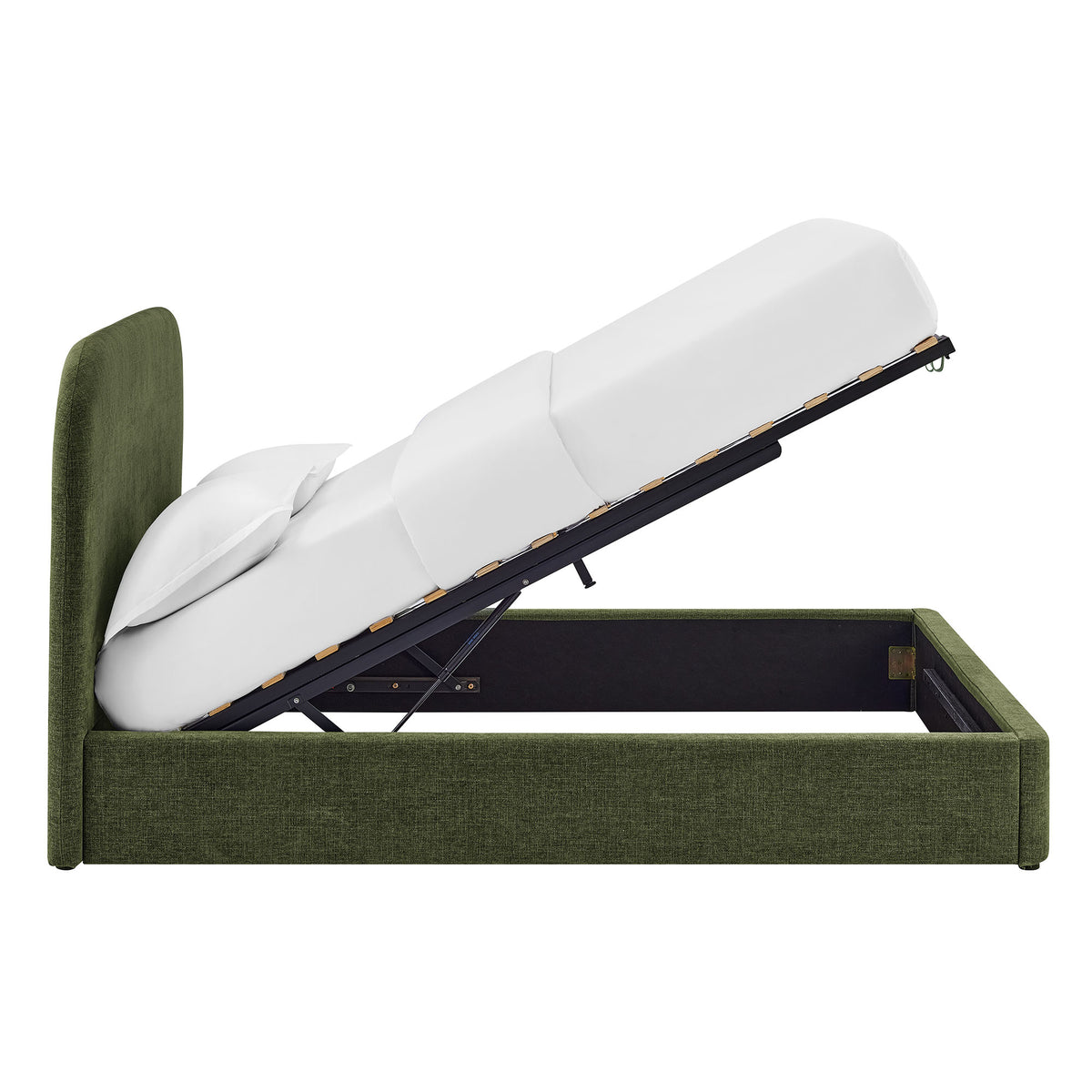 Keynote Queen Fabric Upholstered Storage Platform Bed Frame - Foliage