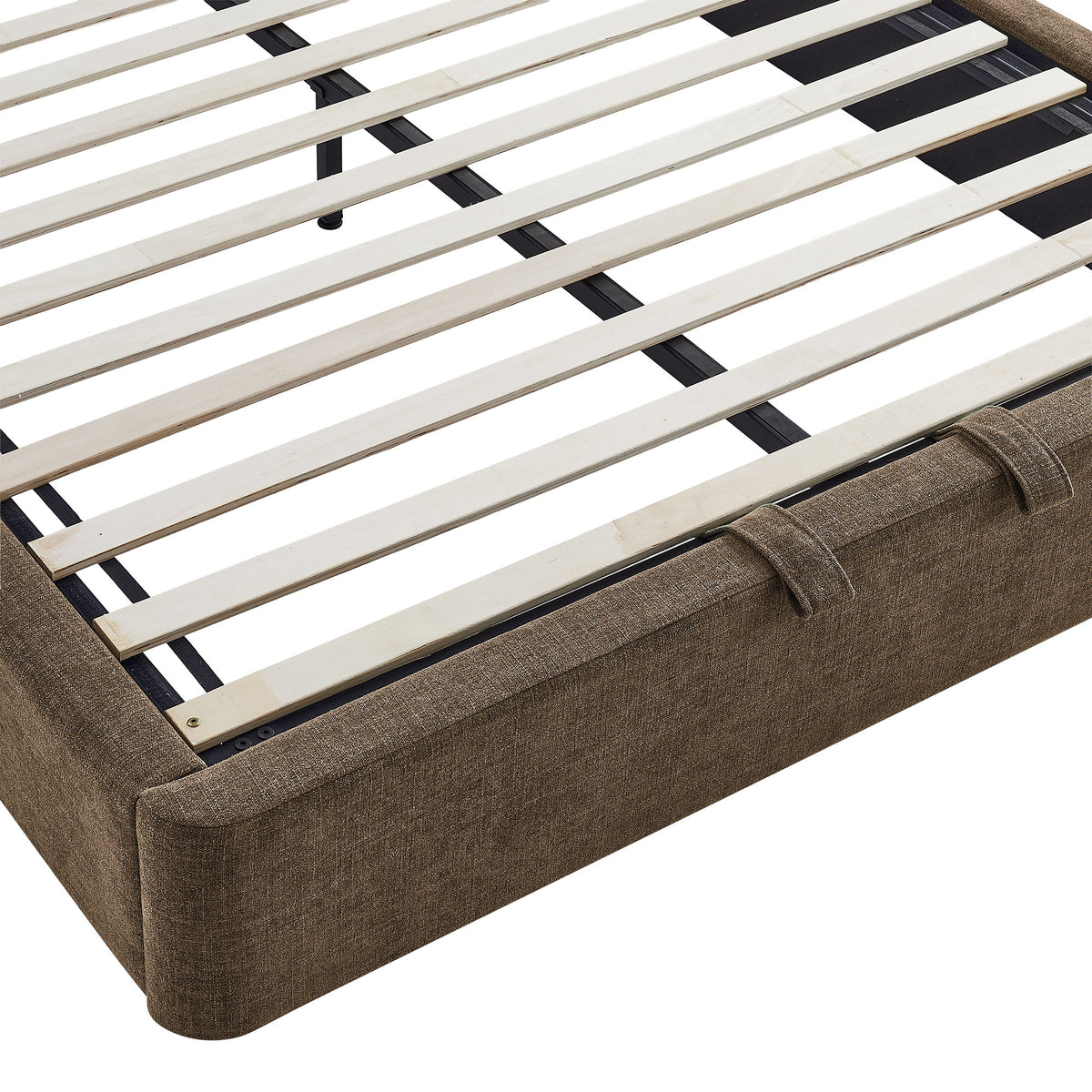 Keynote Queen Fabric Upholstered Storage Platform Bed Frame - Mocha