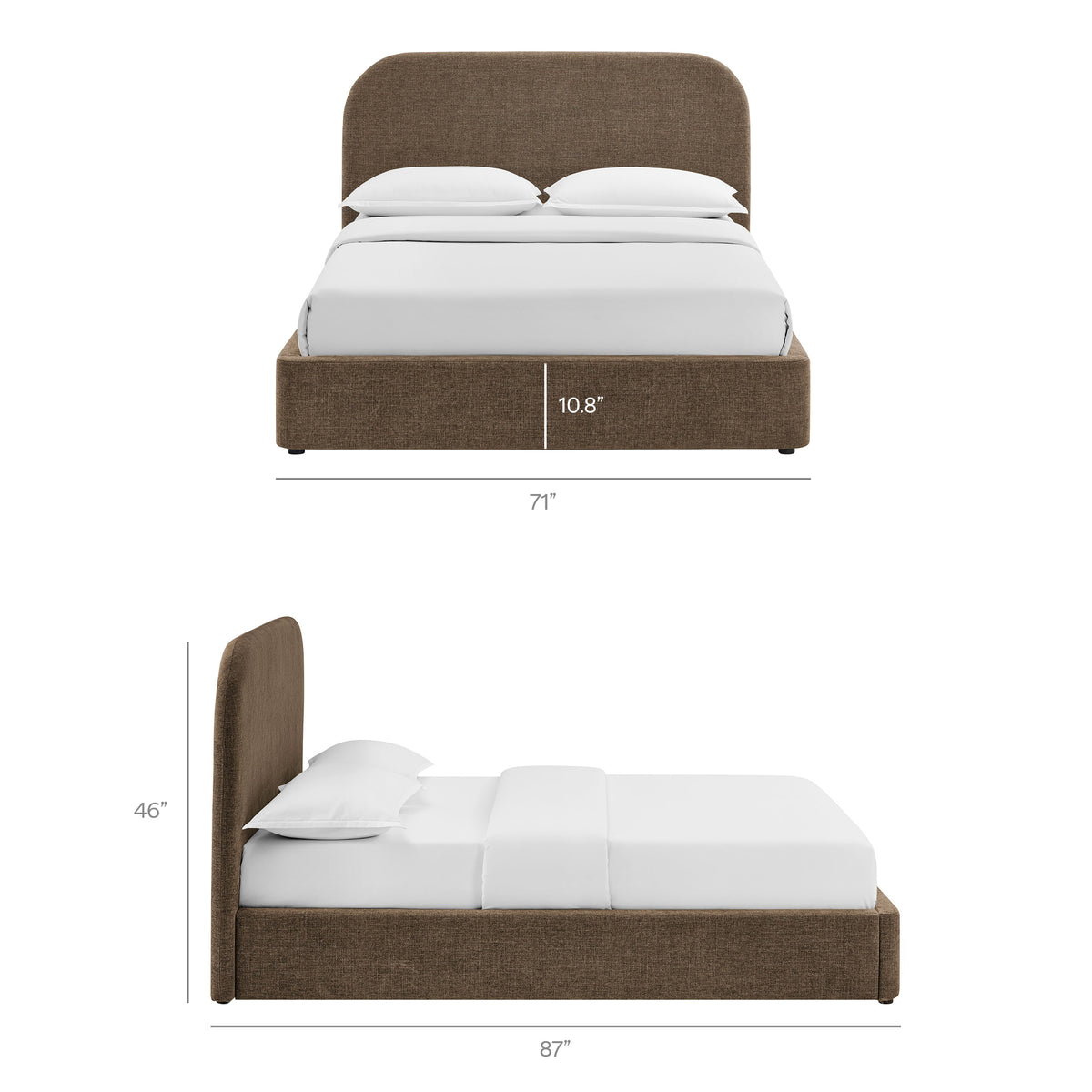 Keynote Queen Fabric Upholstered Storage Platform Bed Frame - Mocha