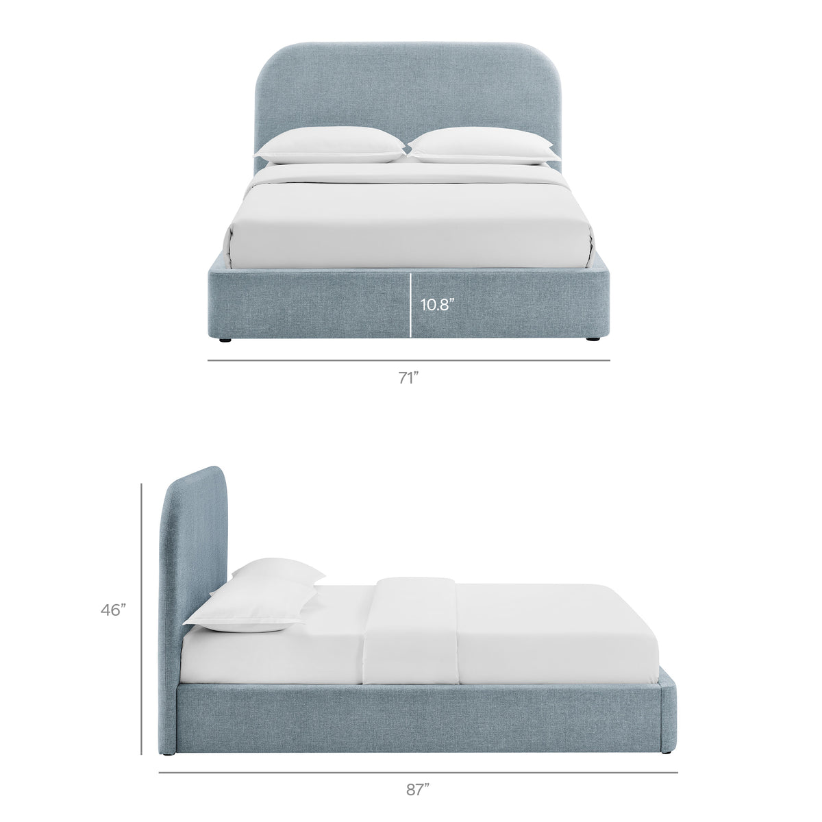 Keynote Queen Fabric Upholstered Storage Platform Bed Frame - Sky