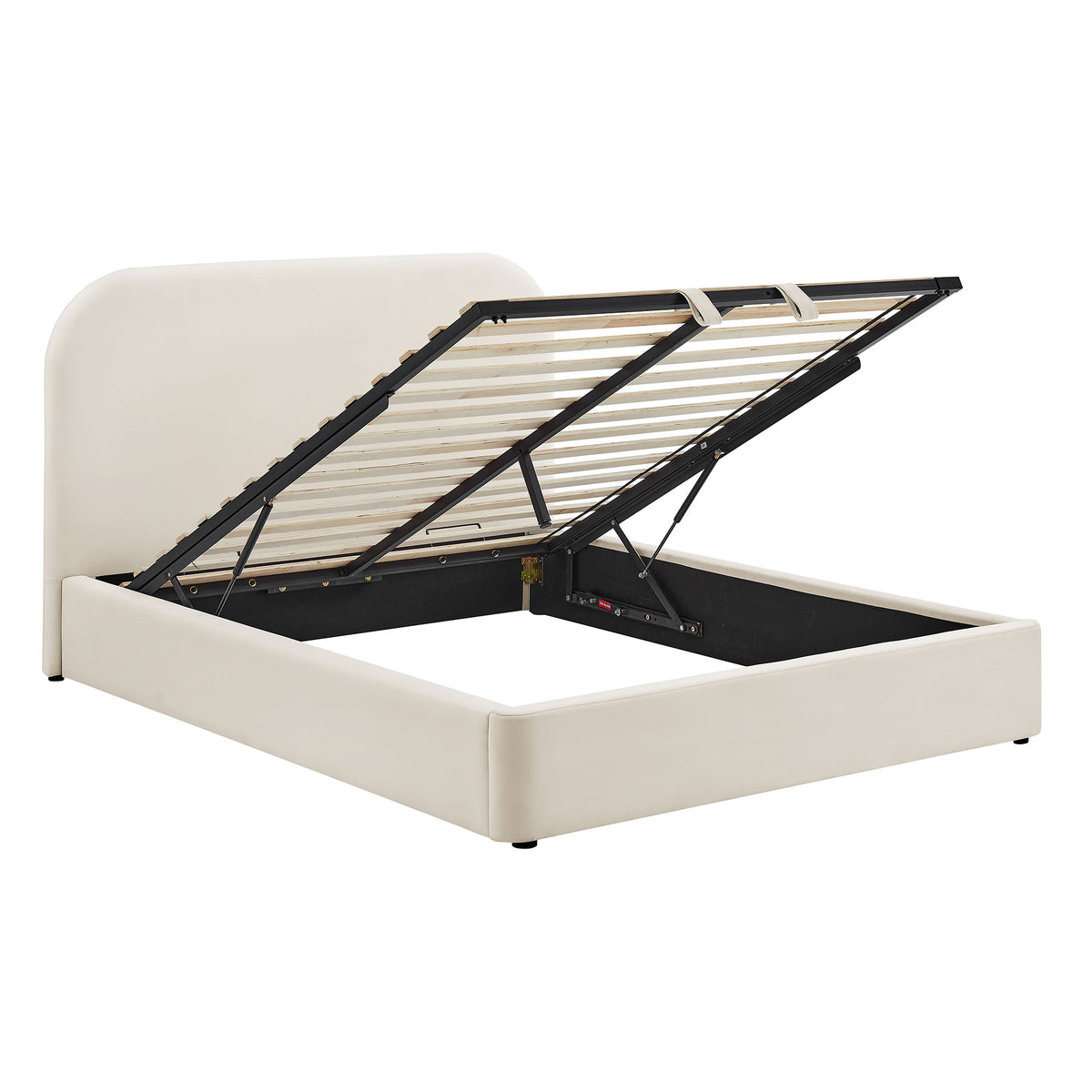 Keynote King Performance Velvet Storage Platform Bed Frame - Alabaster