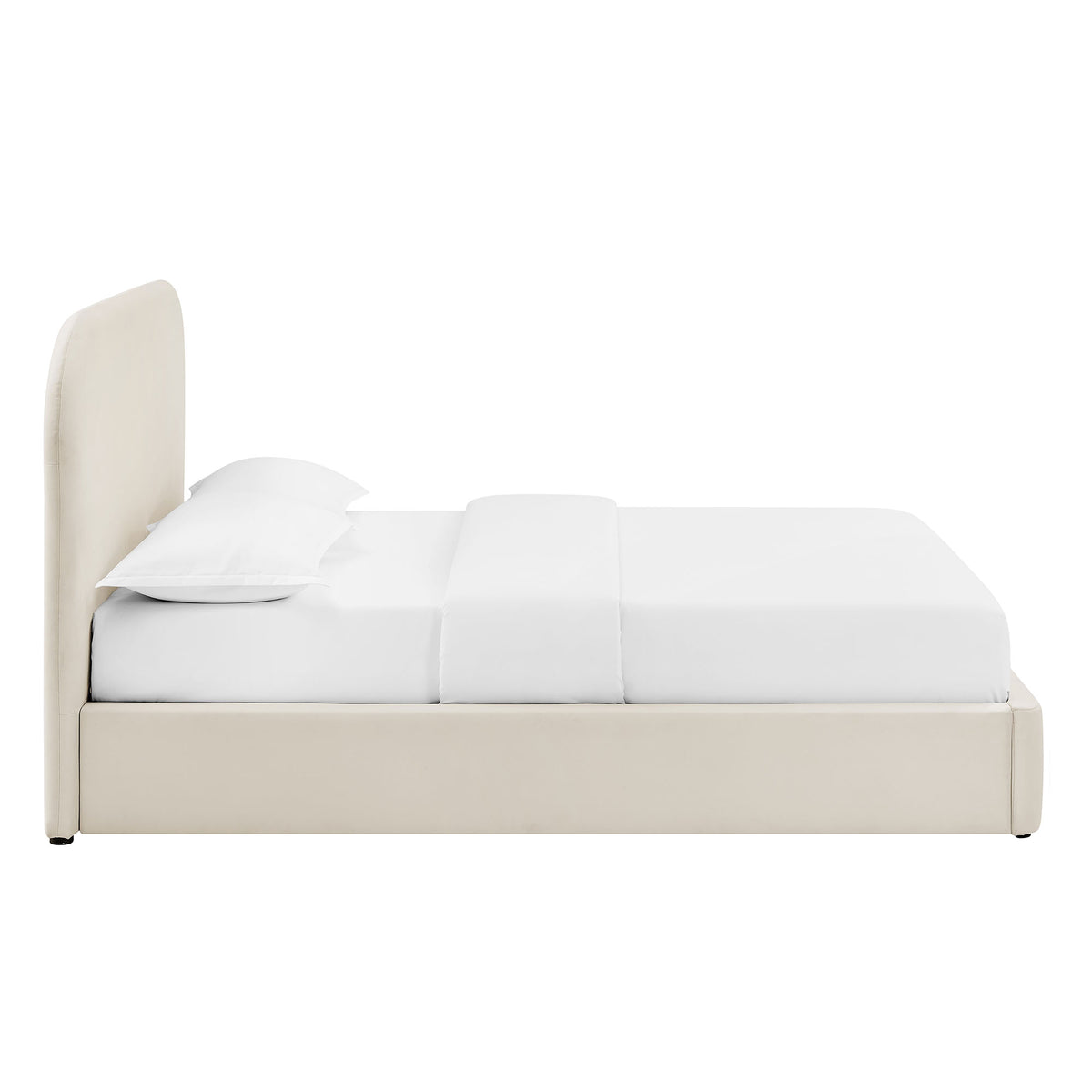 Keynote King Performance Velvet Storage Platform Bed Frame - Alabaster