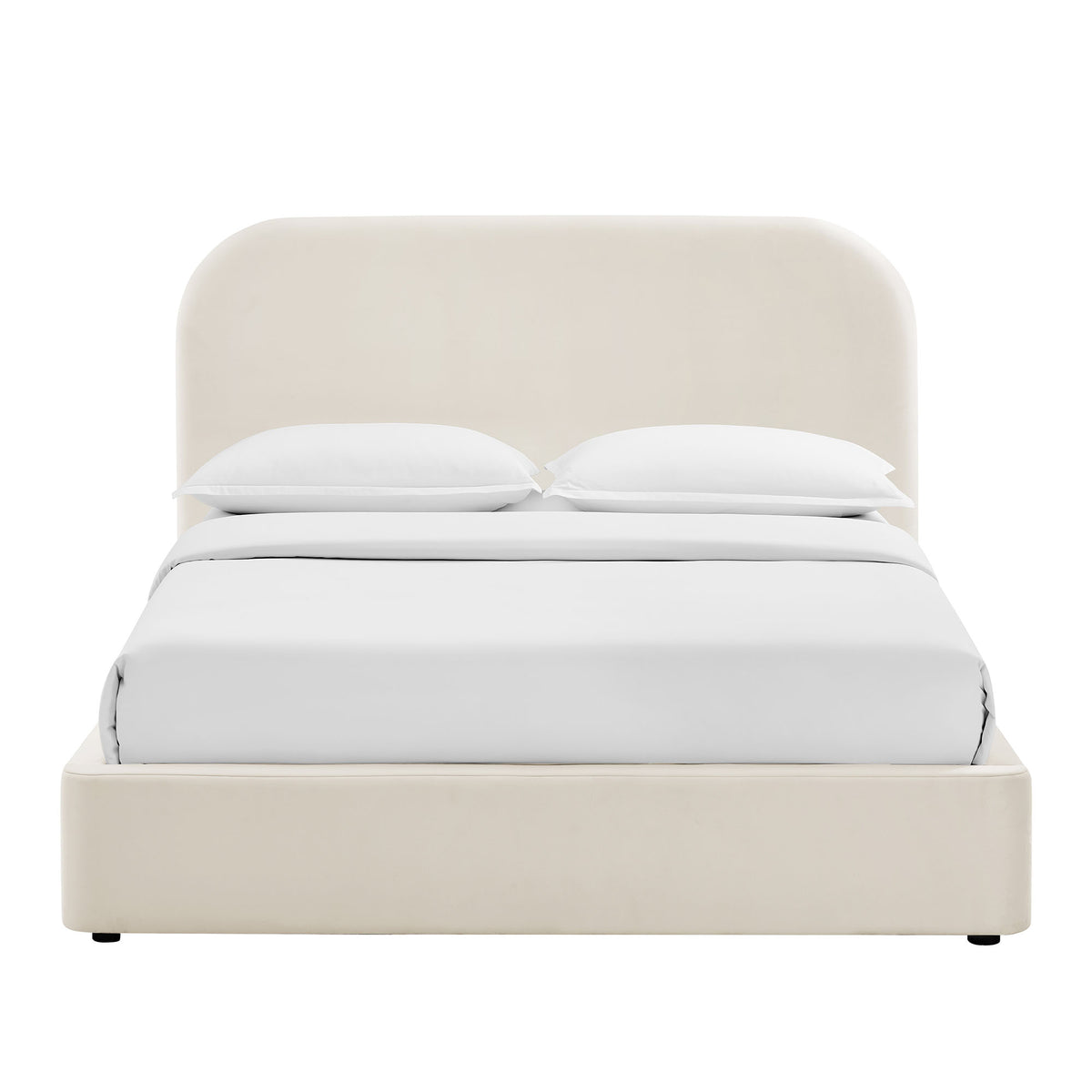 Keynote King Performance Velvet Storage Platform Bed Frame - Alabaster