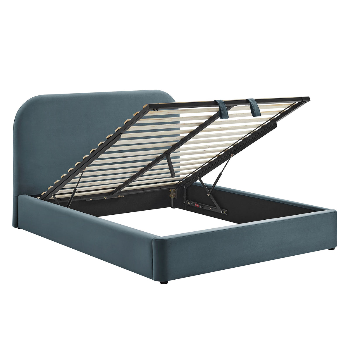 Keynote King Performance Velvet Storage Platform Bed Frame - Cadet Blue
