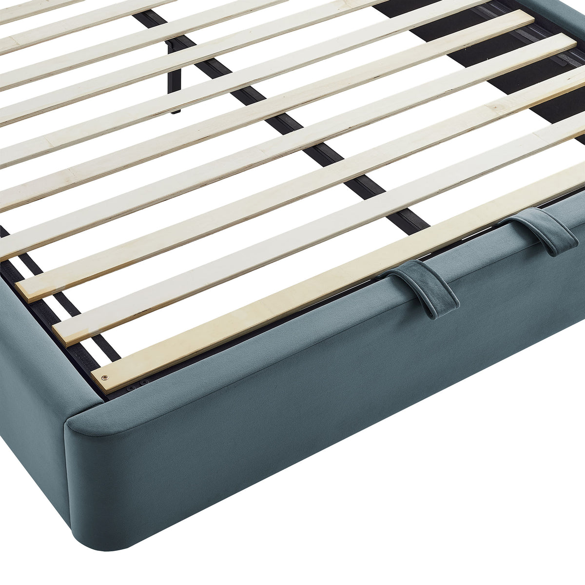 Keynote King Performance Velvet Storage Platform Bed Frame - Cadet Blue