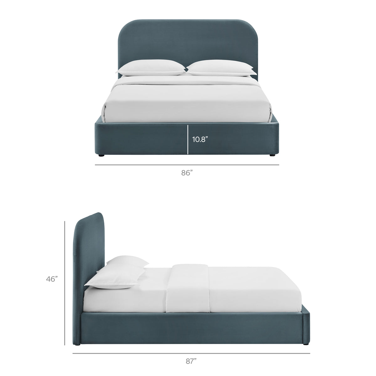 Keynote King Performance Velvet Storage Platform Bed Frame - Cadet Blue