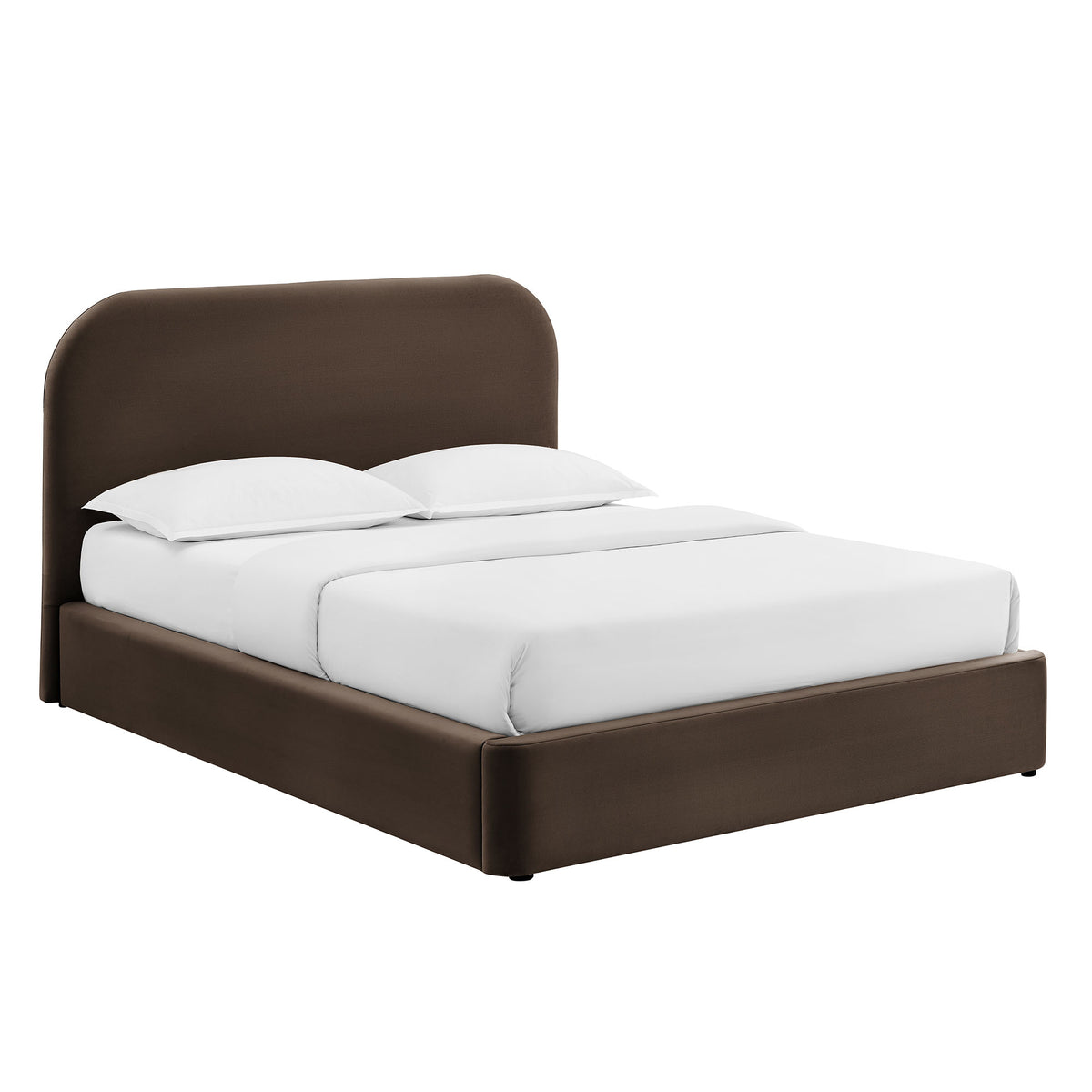 Keynote King Performance Velvet Storage Platform Bed Frame - Chocolate Brown