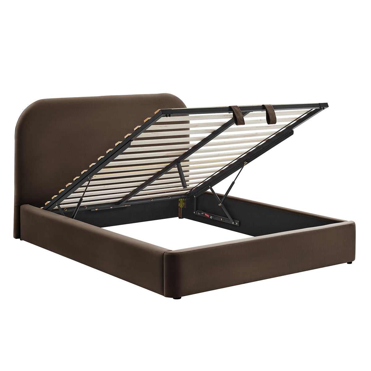 Keynote King Performance Velvet Storage Platform Bed Frame - Chocolate Brown