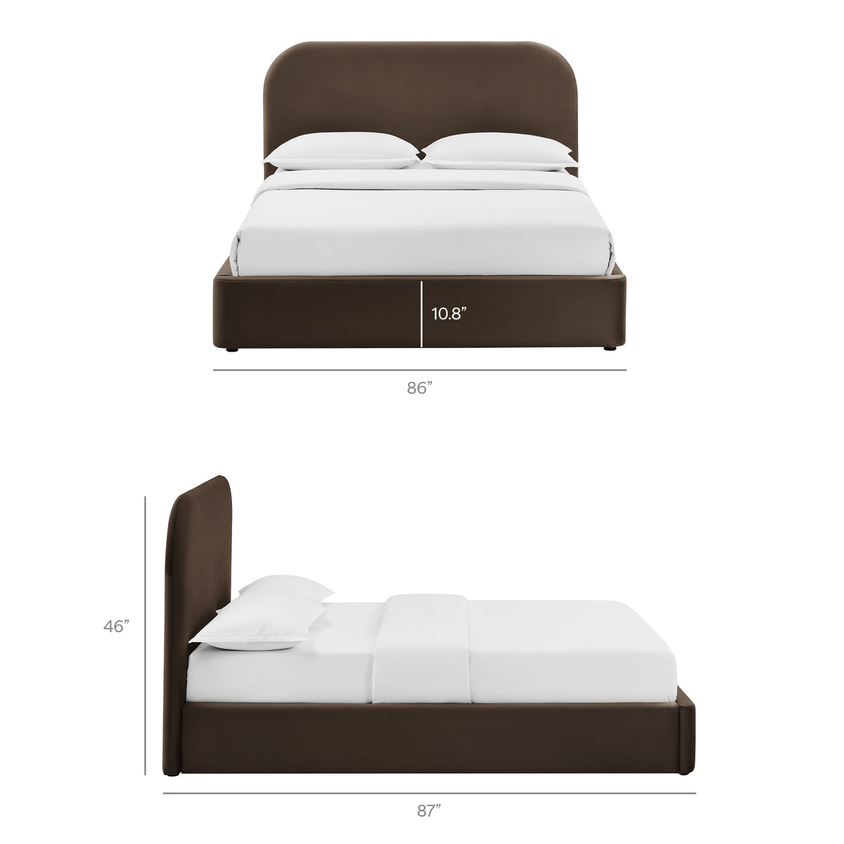 Keynote King Performance Velvet Storage Platform Bed Frame - Chocolate Brown