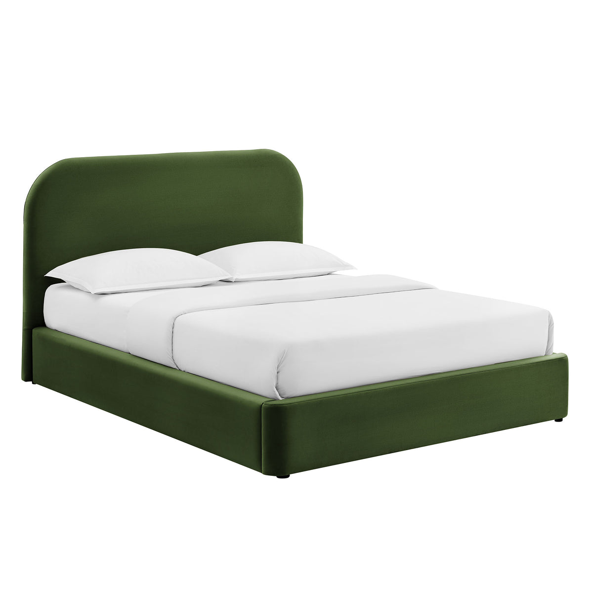 Keynote King Performance Velvet Storage Platform Bed Frame - Moss Green