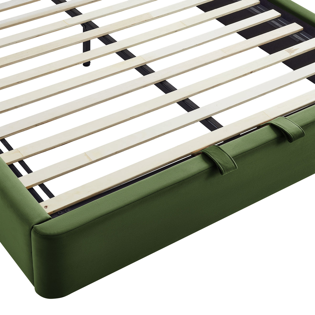 Keynote King Performance Velvet Storage Platform Bed Frame - Moss Green