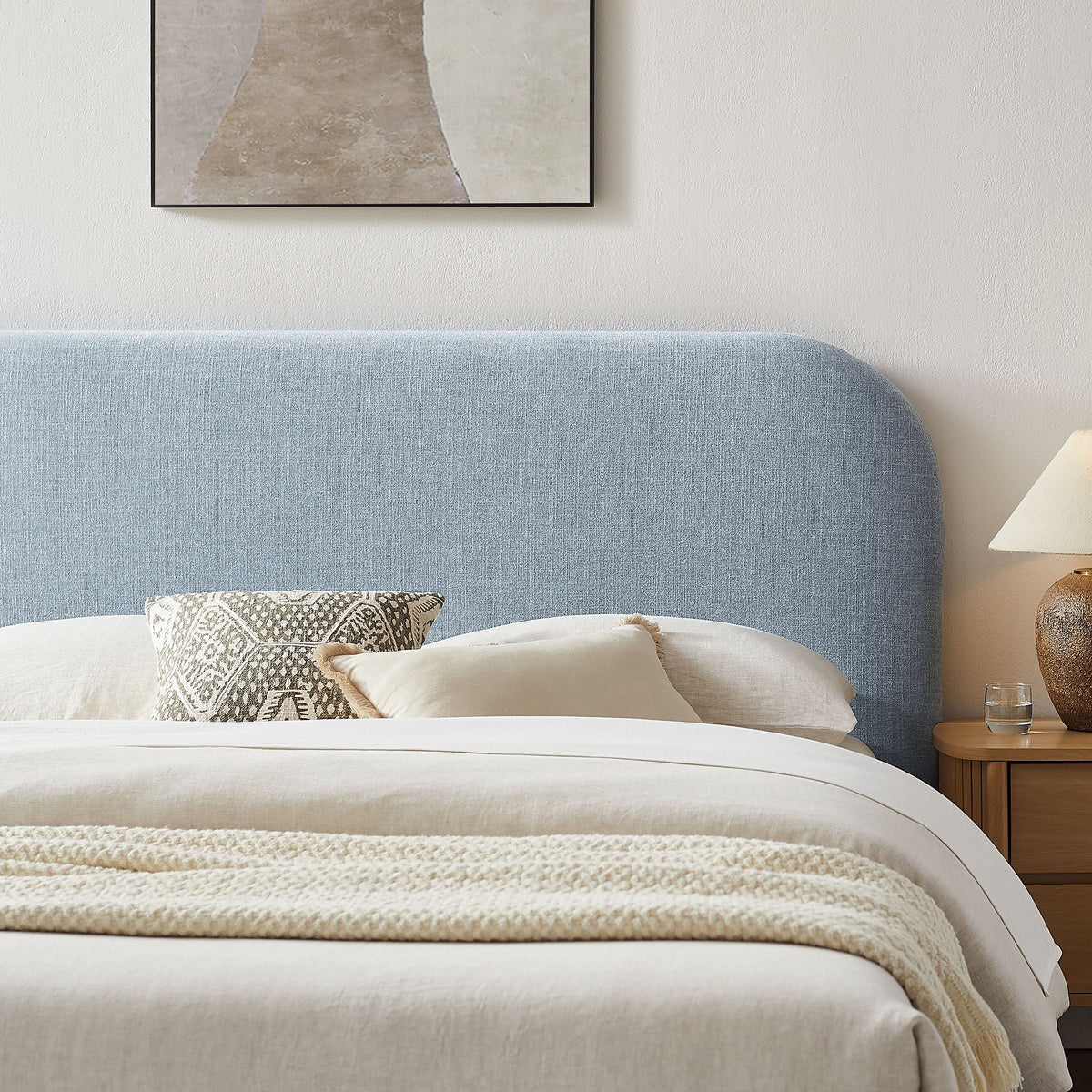 Keynote King Fabric Upholstered Storage Platform Bed Frame - Sky