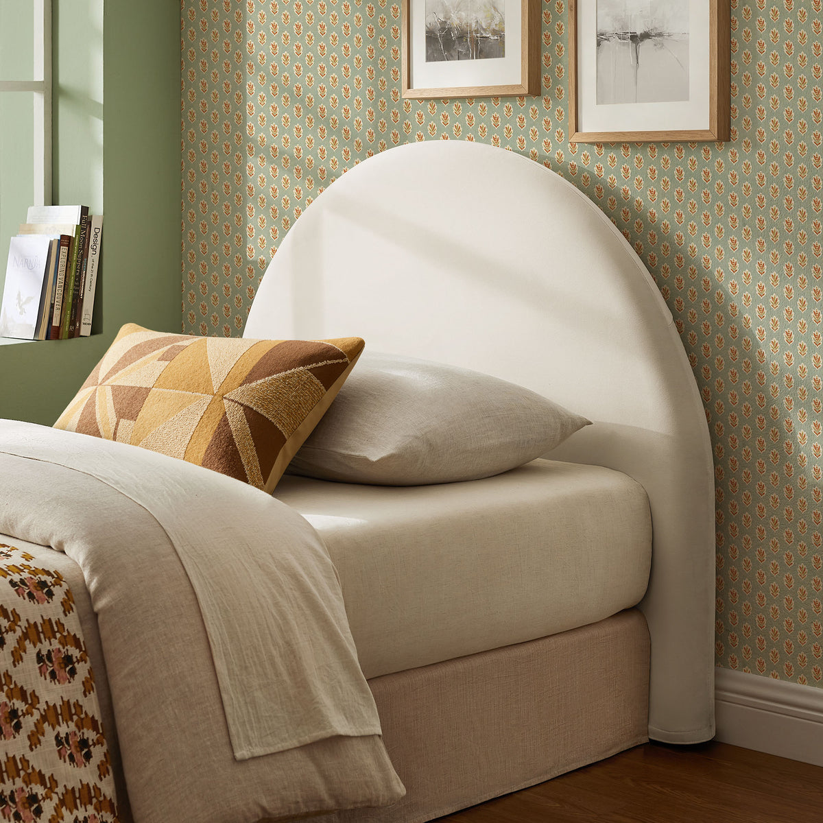 Resort Twin Size Stain-Resistant Performance Velvet Arched Headboard - Alabaster