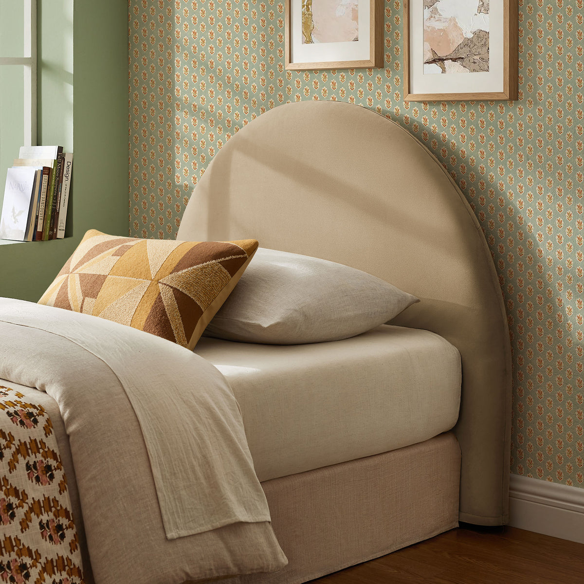 Resort Twin Size Stain-Resistant Performance Velvet Arched Headboard - Taupe