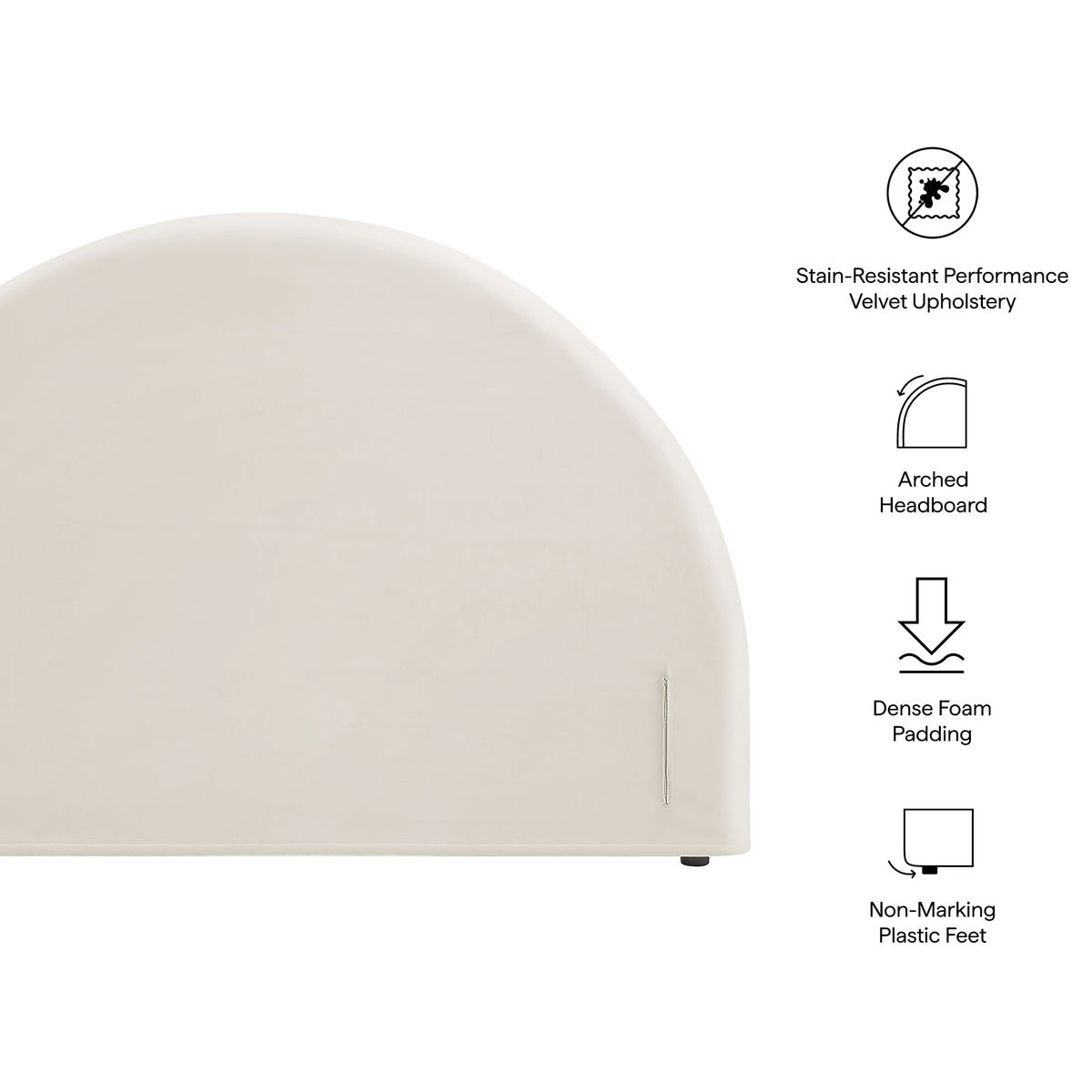 Resort Full Size Stain-Resistant Performance Velvet Arched Headboard - Alabaster
