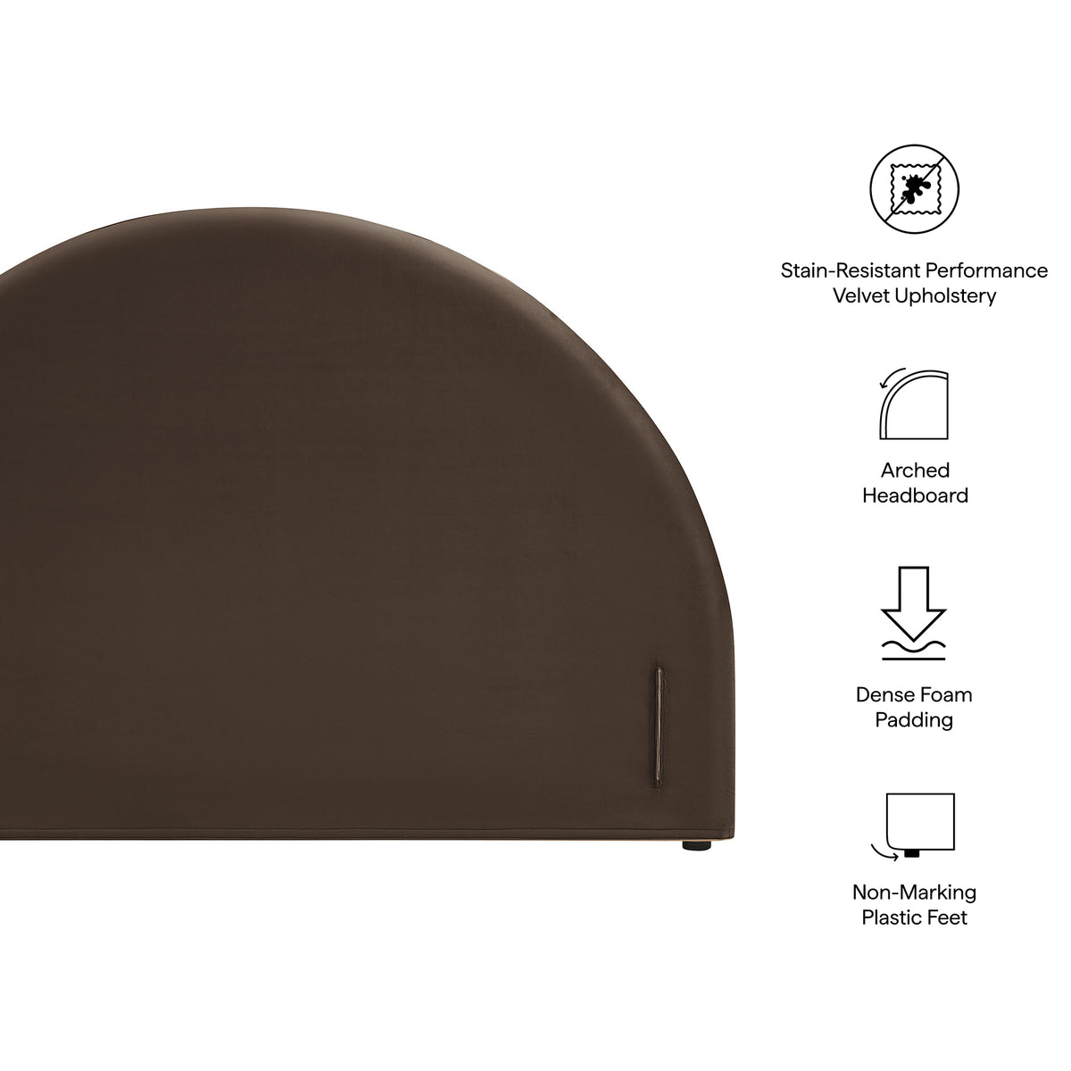 Resort Full Size Stain-Resistant Performance Velvet Arched Headboard - Chocolate Brown