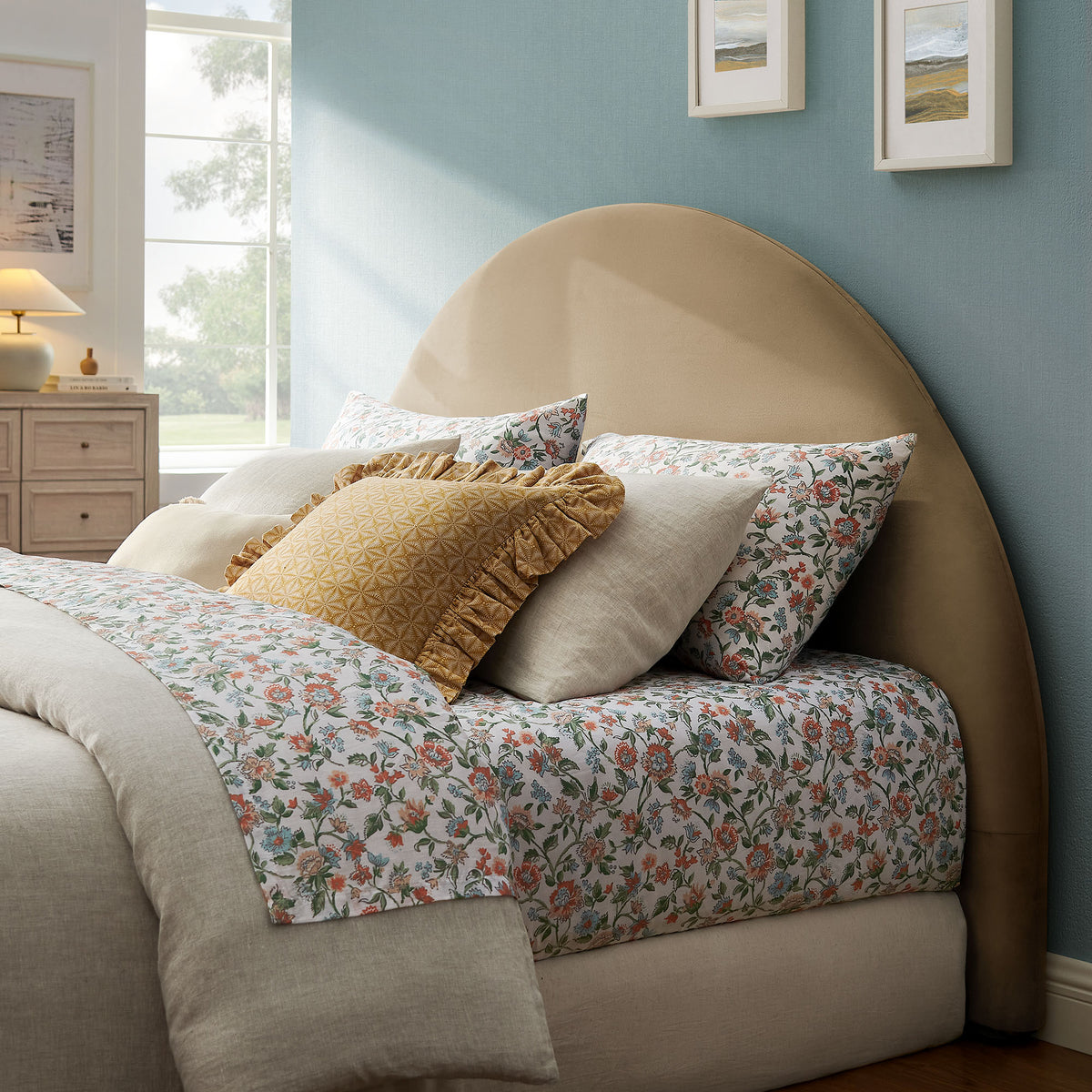 Resort Full Size Stain-Resistant Performance Velvet Arched Headboard - Taupe