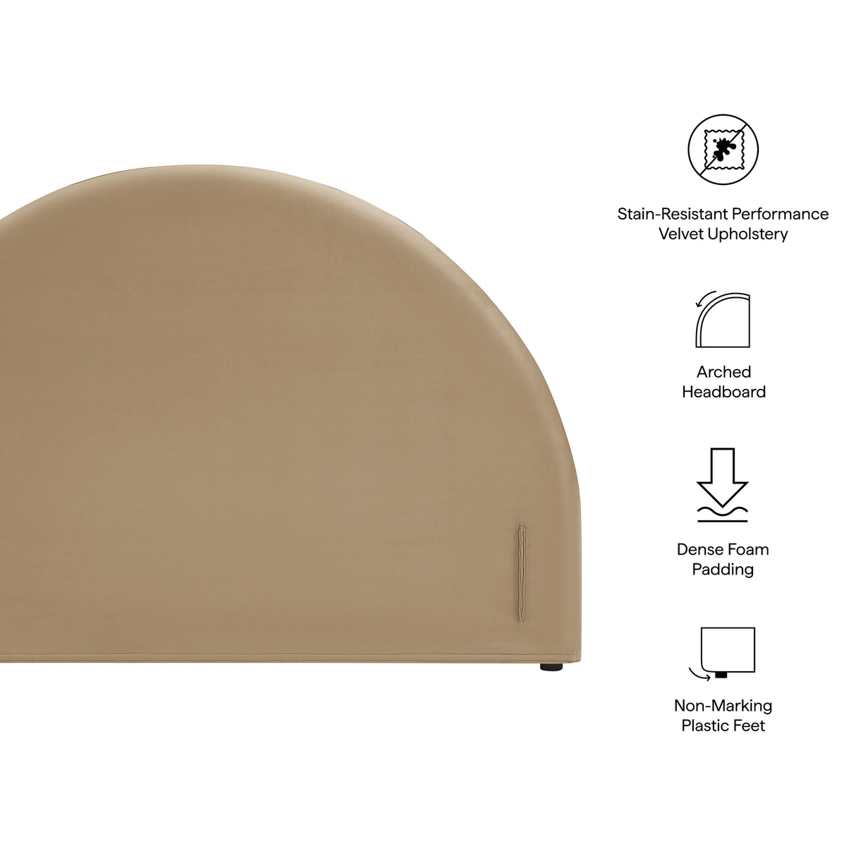 Resort Queen Size Stain-Resistant Performance Velvet Arched Headboard - Taupe