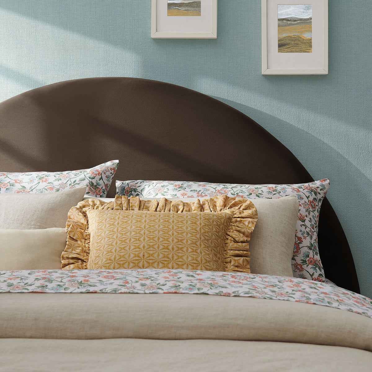Resort King Size Stain-Resistant Performance Velvet Arched Headboard - Chocolate Brown