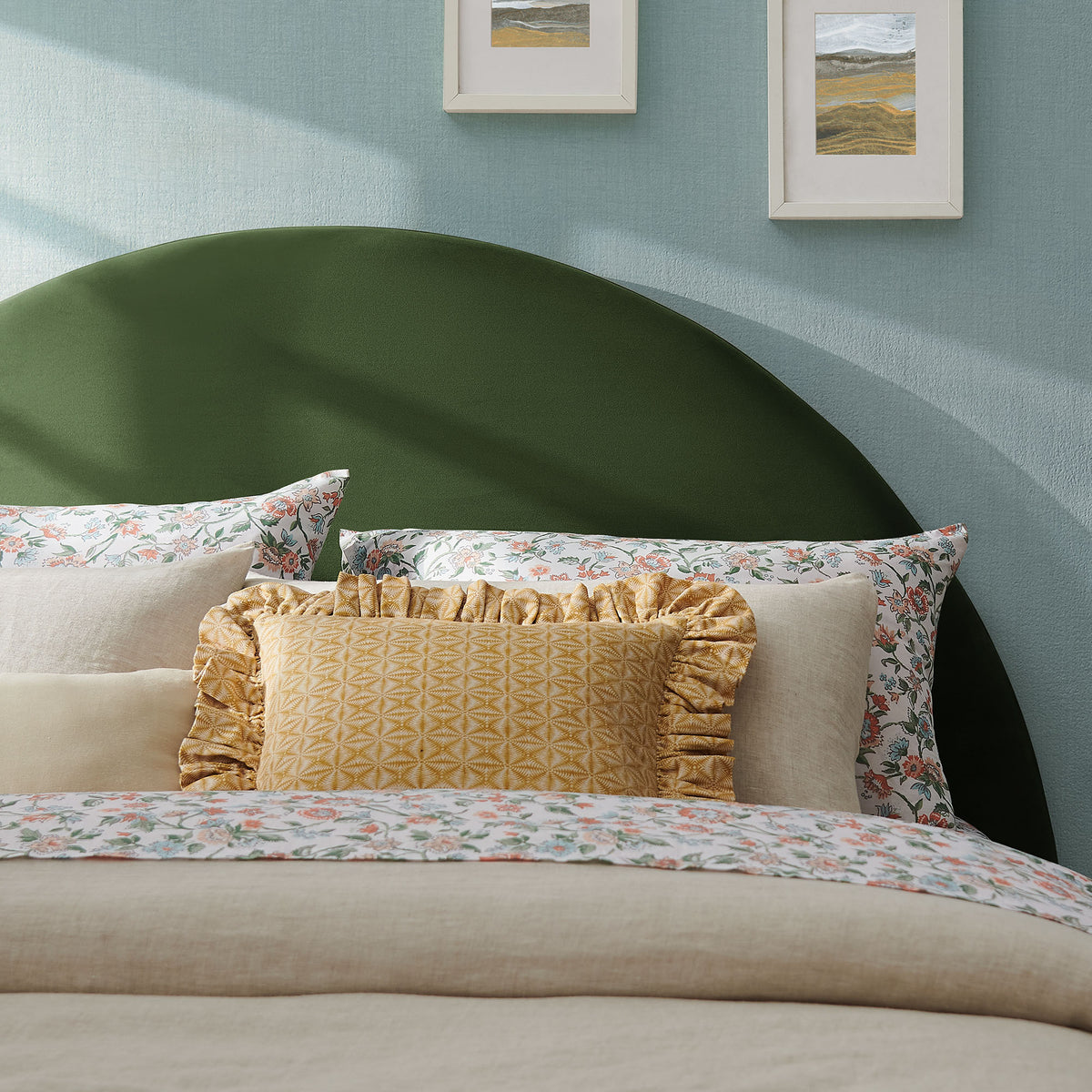 Resort King Size Stain-Resistant Performance Velvet Arched Headboard - Moss Green